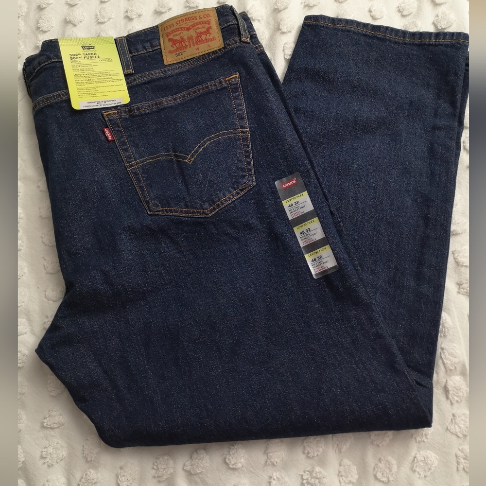 Levi’s Men's 502 Taper Flex Big & Tall Jeans 48x30 Dark Wash